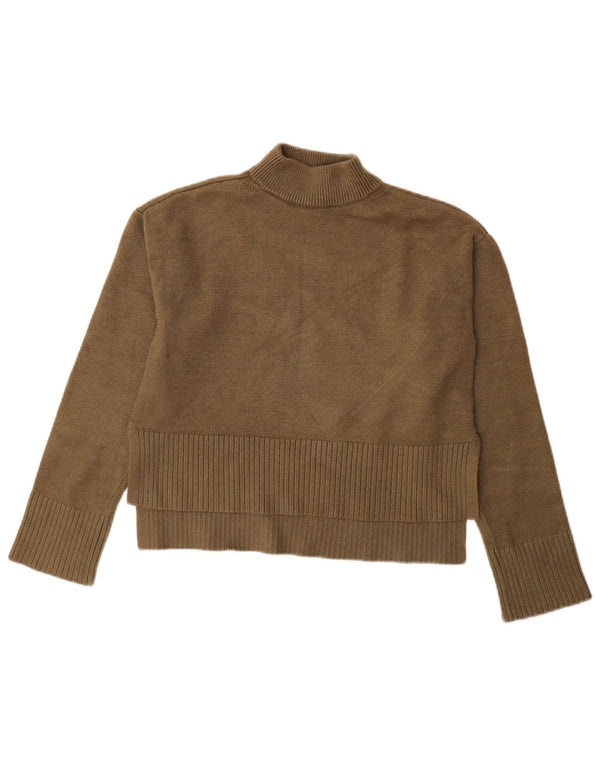 Dkny Dame Turtle Neck Jumper Sweater UK 6 XS Khaki Rayon