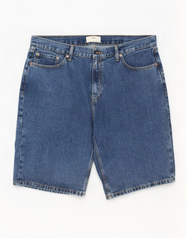 Marks & Spencer Herre Denim Shorts XL W38 Blå Bomuld