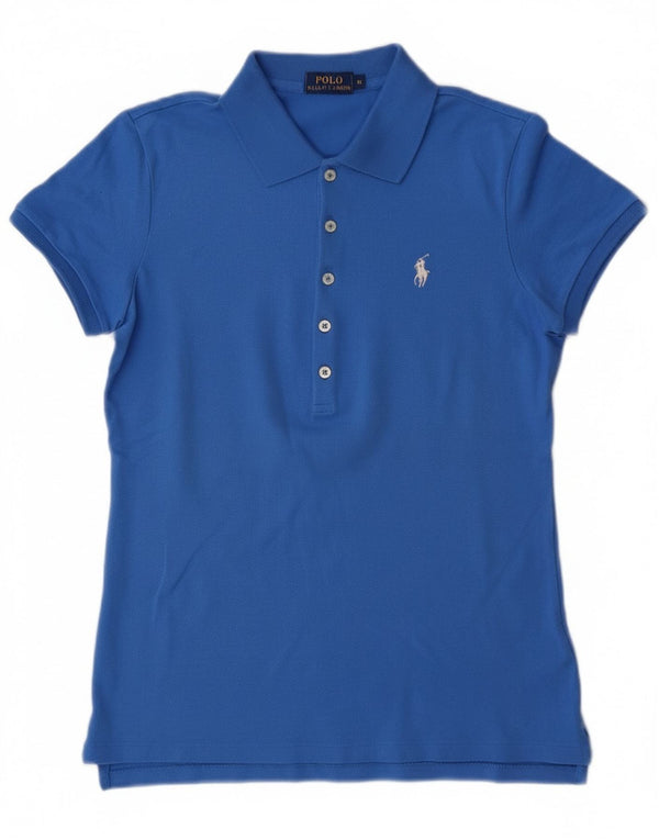Ralph Lauren Dame Polo Shirt UK 12 Medium Blue Bomuld
