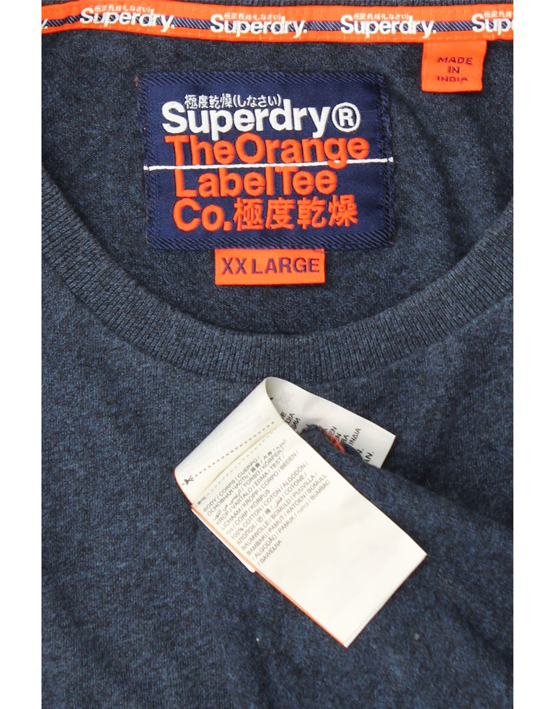 SUPERDRY Herre Top Langærmet 2XL Navy Blue Colourblock Bomuld