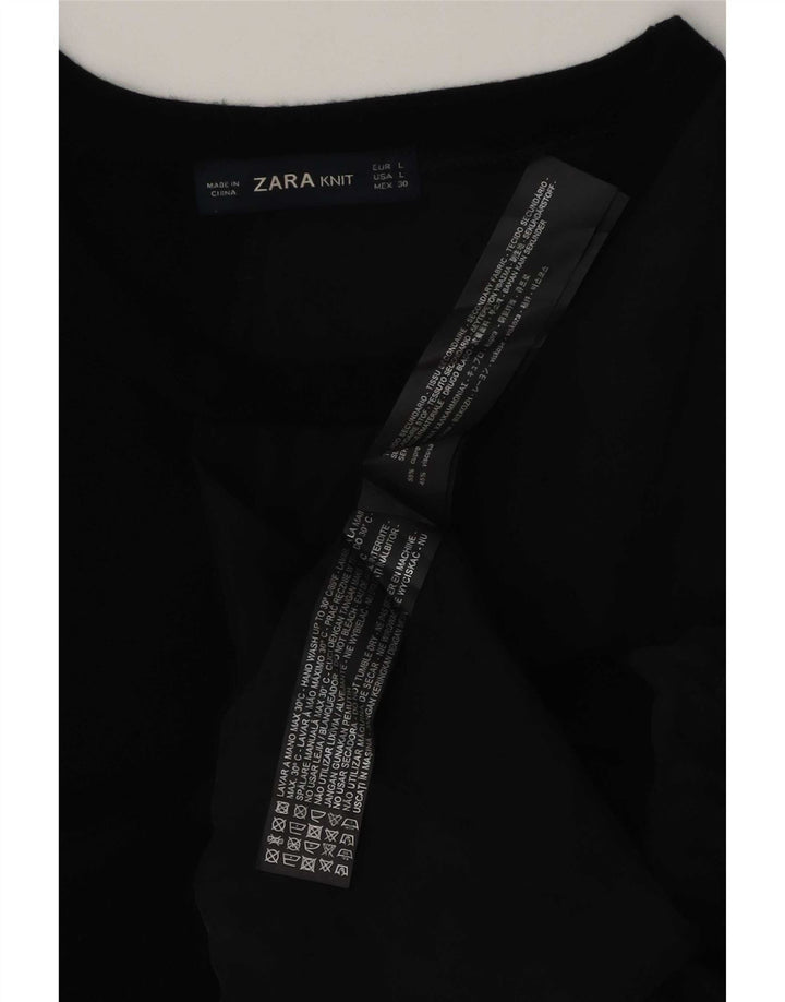 Zara Dame Asymmetrisk Vest Top UK 16 Large Black Cupro