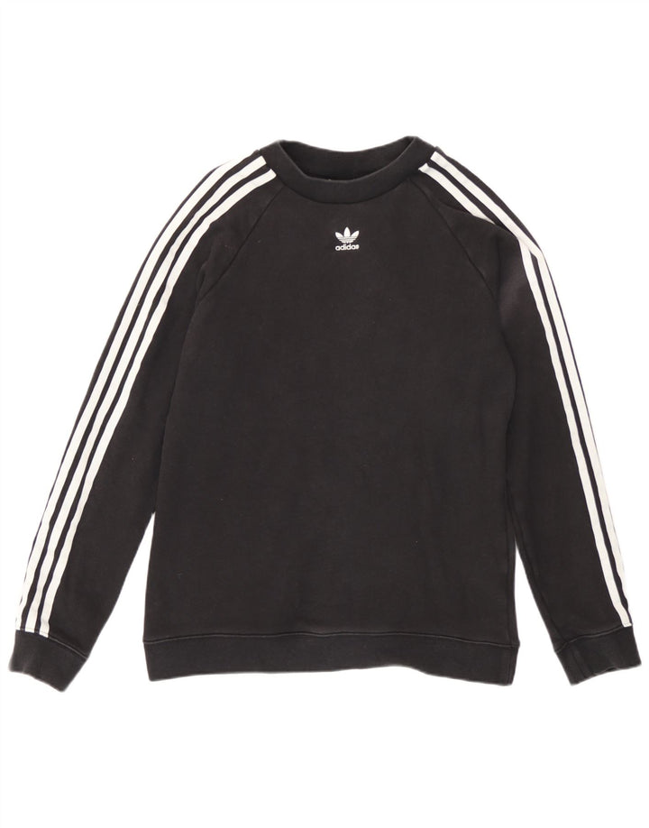 Adidas Dame Sweatshirt Jumper UK 14 Medium Sort Bomuld