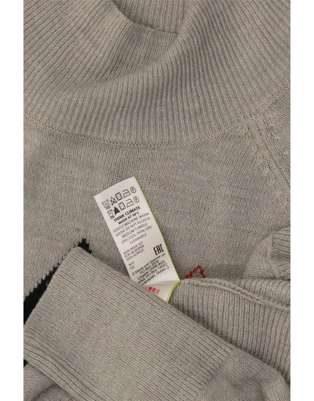 Marks & Spencer Dame Turtle Neck Jumper Sweater UK 6 XS Grå