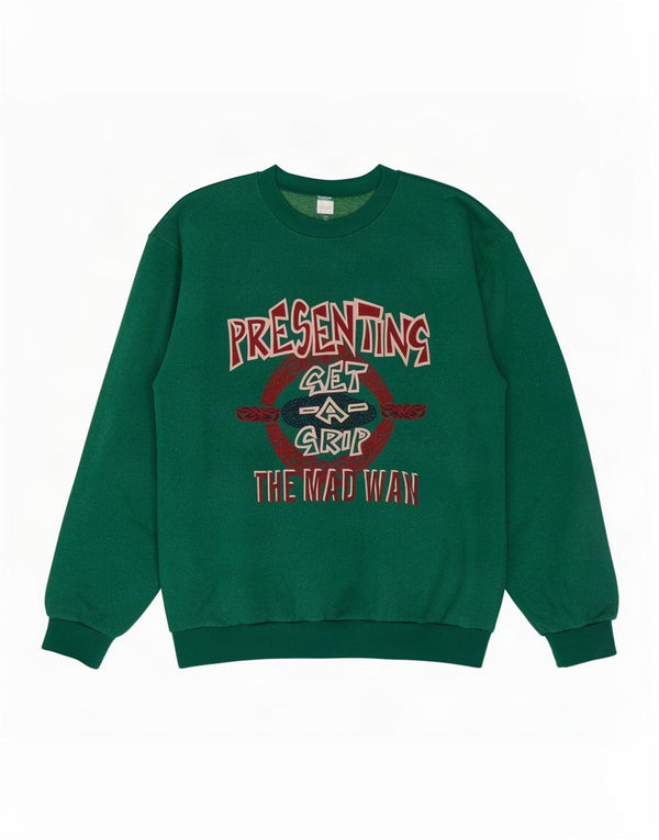 Vintage Herre Grafisk Sweatshirt Jumper XL Grøn Bomuld