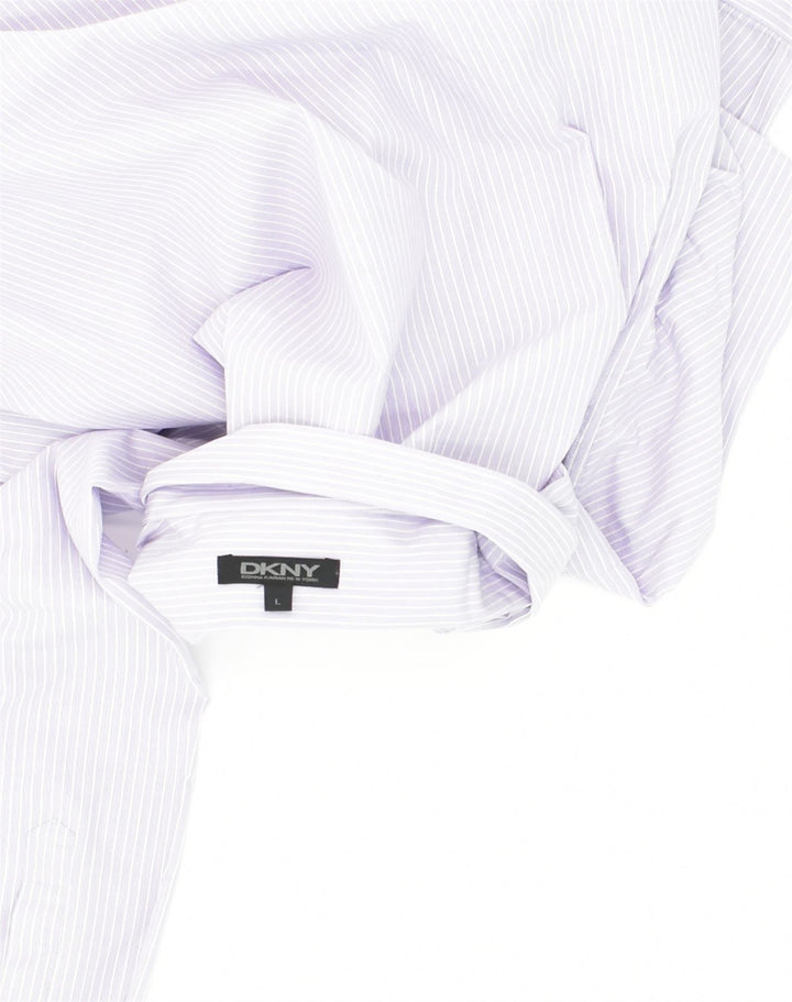 DKNY Mens Shirt Large Purple Pinstripe Cotton | Vintage Dkny | Thrift | Second-Hand Dkny | Used Clothing | Messina Hembry 