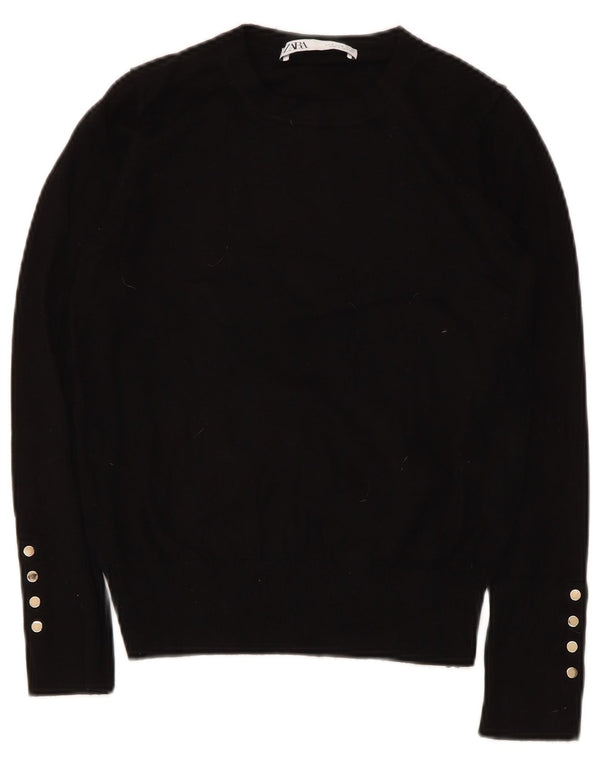 Zara Dame Boat Neck Jumper Sweater UK 12 Medium Black