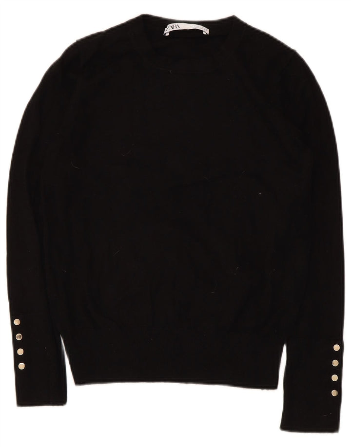 Zara Dame Boat Neck Jumper Sweater UK 12 Medium Black