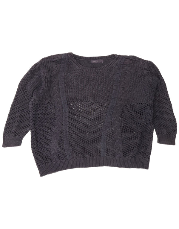 Marks & Spencer Womens 3/4 Sleeve Boat Neck Jumper Sweater UK 8 Small Navy