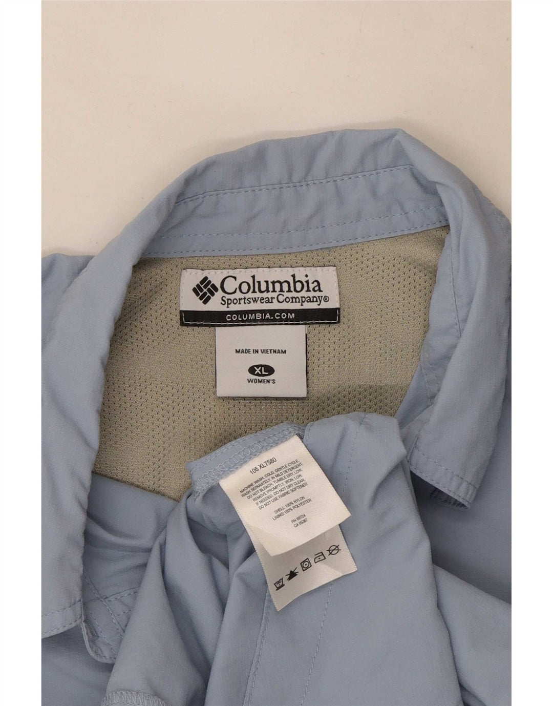 Columbia dameskjorte UK 18 XL blå nylon