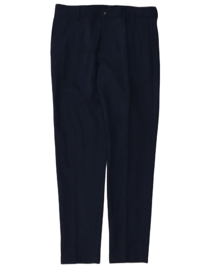 Zara Herre Slim Suit Bukser EU 40 Medium W31 L32 Marineblå Polyester