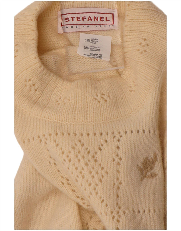Stefanel Dame Turtle Neck Jumper Sweater UK 14 Medium Off White Floral