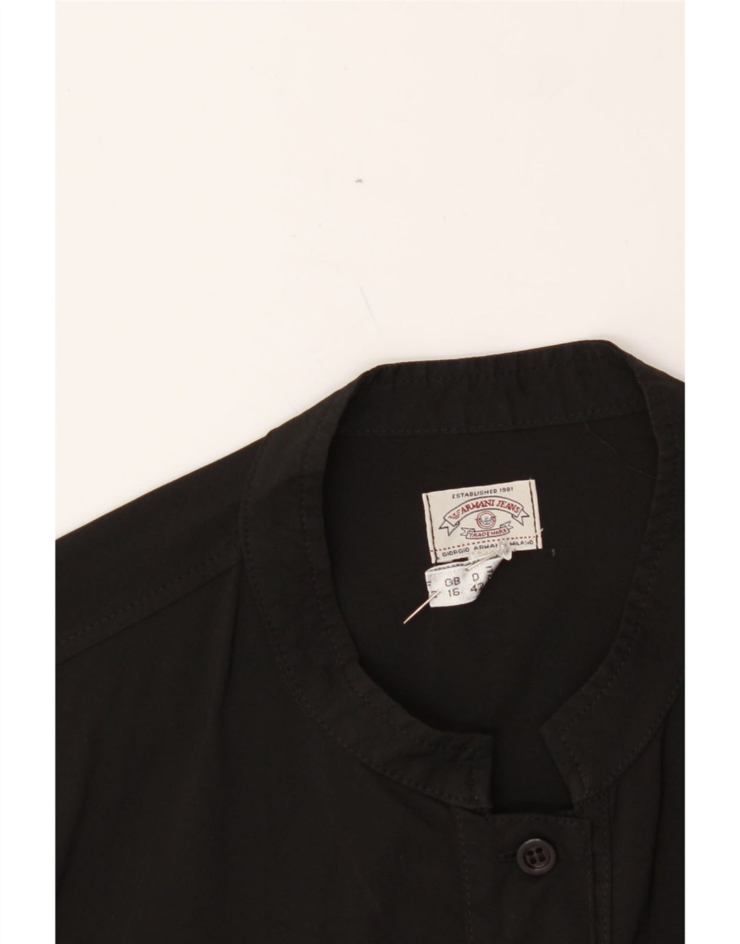 ARMANI Womens Short Sleeve Shirt UK 16 Large Black Vintage Armani and Second-Hand Armani from Messina Hembry 