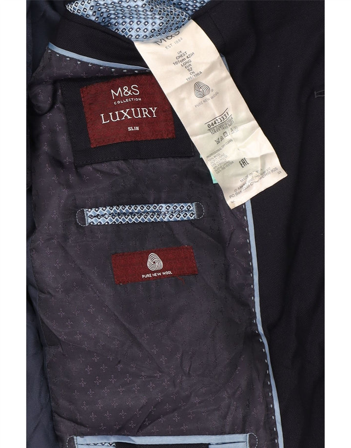 Marks & Spencer Herre 2-knaps blazerjakke UK 42 Stor marineblå uld