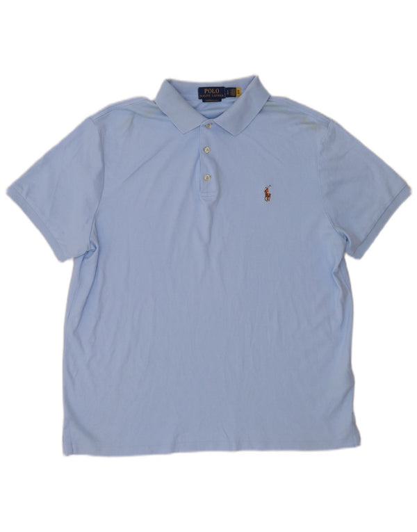 Polo Ralph Lauren Herre Custom Slim Fit Polo Shirt Stor Blå Bomuld