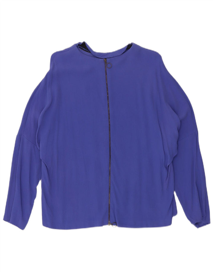 Zara Dame 3/4 ærmet Oversized bluse Top UK 16 Large Blue