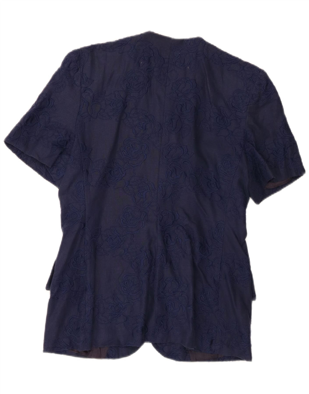 Gai Mattiolo Dame Kortærmet Blazer Jacket IT 48 XL Navy Blue Linen