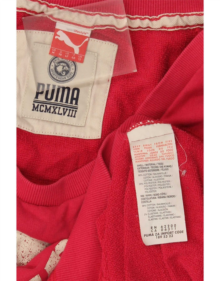 Puma Graphic Sweatshirt Jumper UK 12 Medium Pink Bomuld