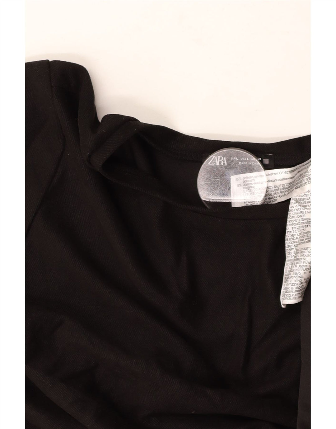 ZARA Dame A-Line Kjole UK 16 Large Black Floral Polyester