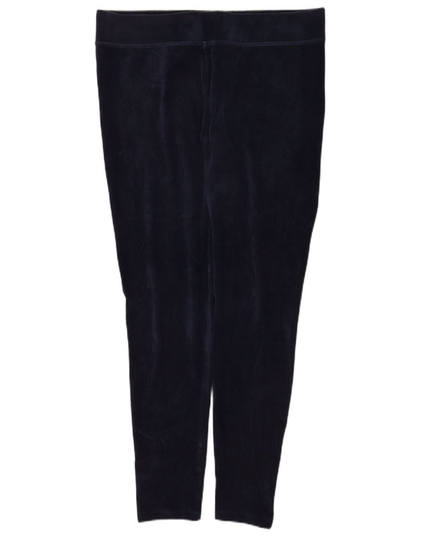 Marks & Spencer Dame Velour Leggings UK 18 XL Navy Blue Bomuld