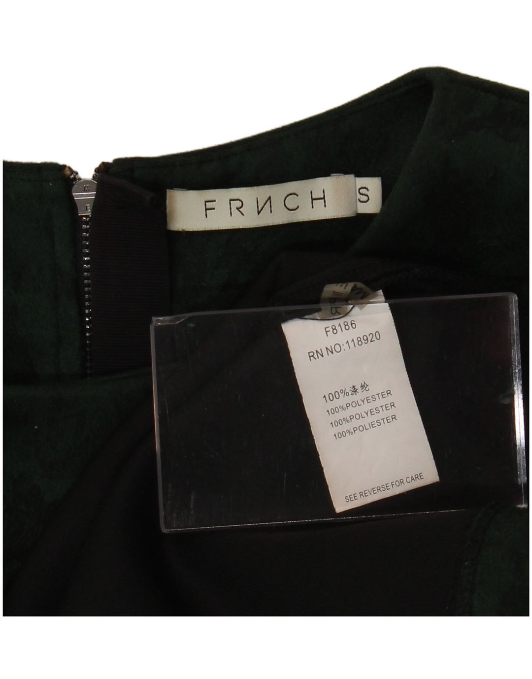 FRNCH Womens Crop Bluse Top UK 16 Small Green Floral Polyester