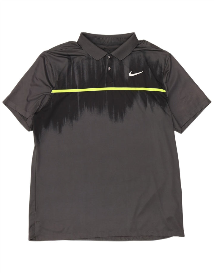 Nike Herre Dri Fit Standard Fit Polo Shirt Large Grå Colourblock Polyester