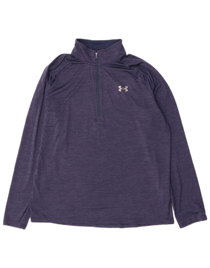 Under Armour Herre Zip Neck Pullover Træningsdragt Top Stor marineblå nålestribe
