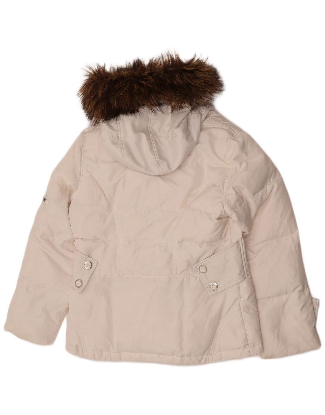 Calvin Klein Polstret hættejakke til kvinder UK 16 Stor hvid polyester