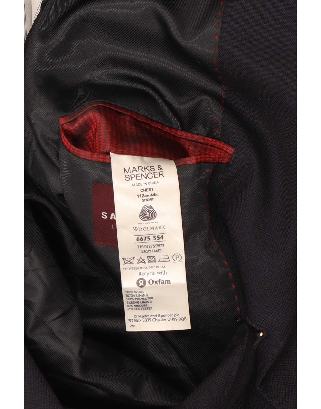 Marks & Spencer Herre 2-knaps blazerjakke UK 44 XL marineblå uld