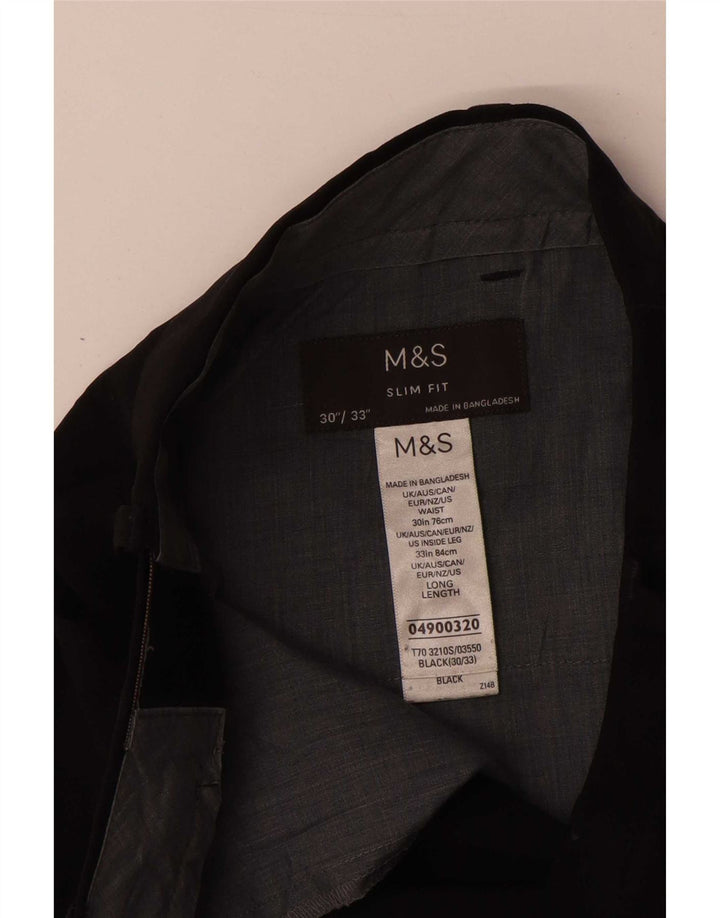 Marks & Spencer Dame Slim Fit Suit Bukser W30 L33 Sort Polyester