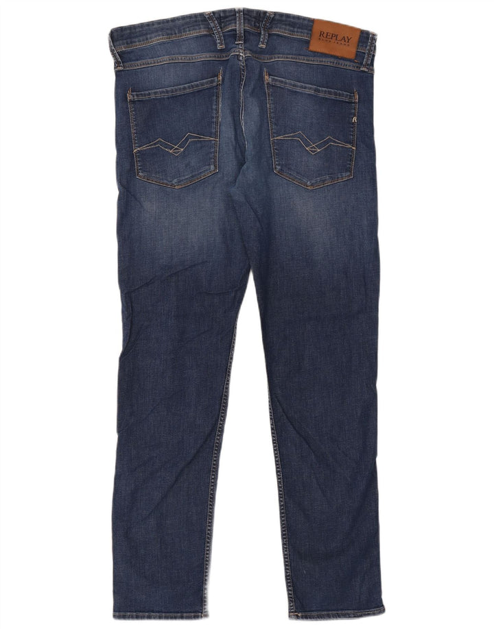 Replay Herre Slim Jeans W36 L32 Blå Bomuld