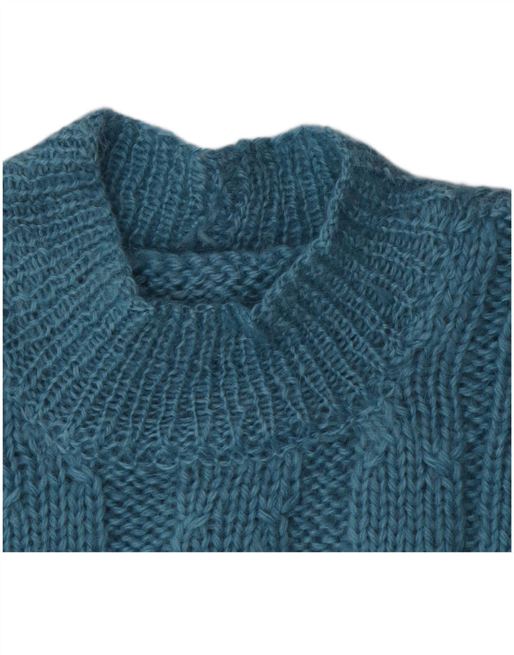 Vintage Dame Turtle Neck Jumper Sweater UK 8 Small Turkis Classic