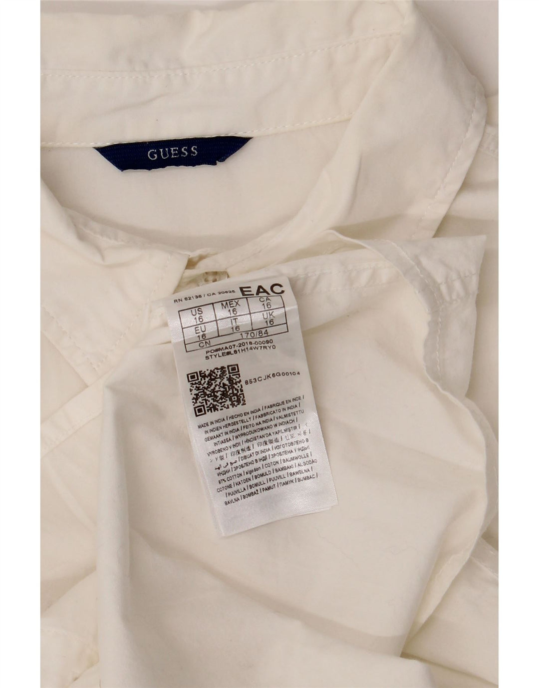 Guess drengeskjorte 15-16 år hvid bomuld