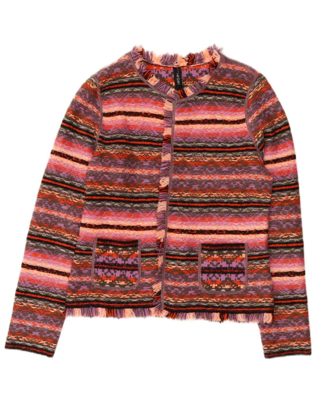 Marccain dame cardigan sweater US 2 XS Pink geometrisk uld