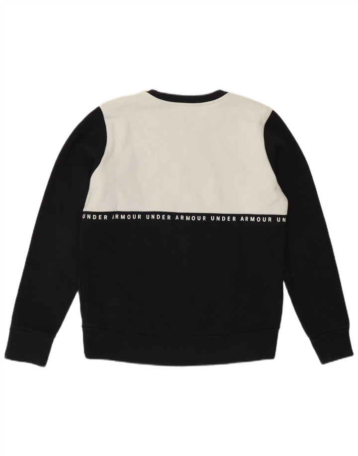 UNDER ARMOUR Dame Sweatshirt Jumper UK 10 Small Black Colourblock