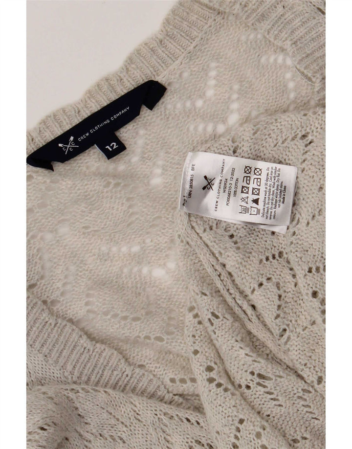 Crew Clothing Dame Oversized Cardigan Sweater UK 12 Medium Grey Bomuld