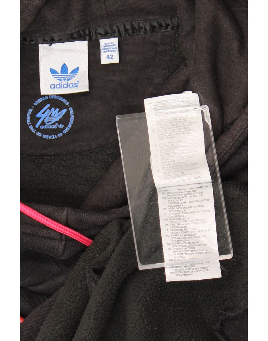 Adidas Longline Graphic Hoodie Jumper til kvinder EU 42 Medium Black Polyester
