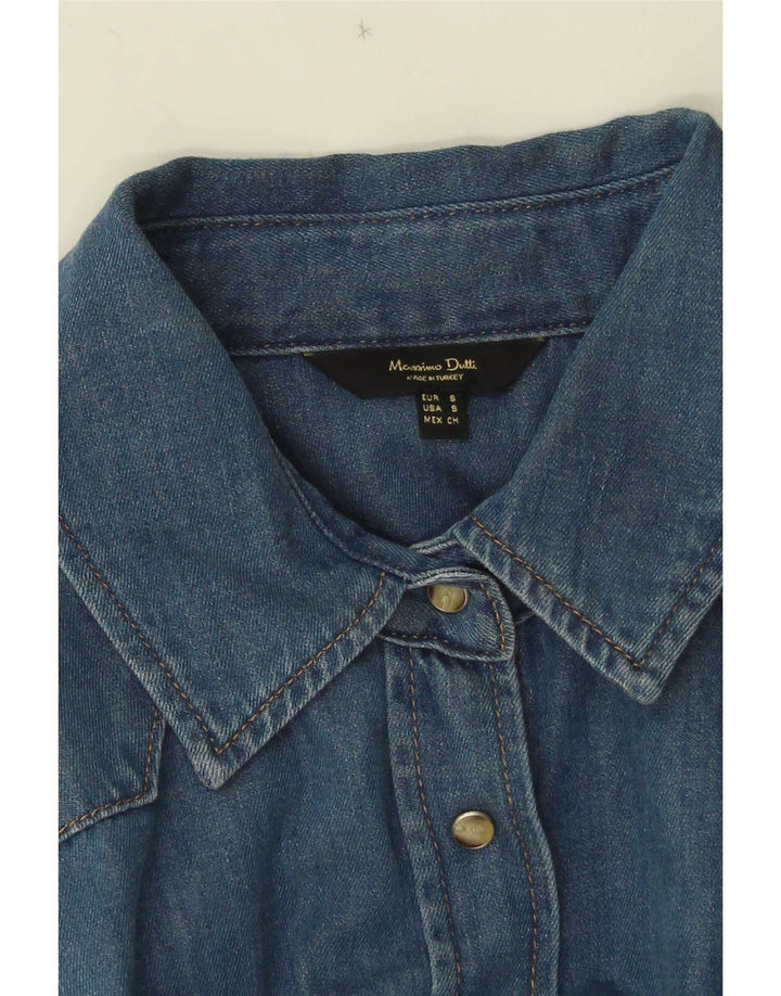 Massimo Dutti Dame Denim Shirt UK 10 Small Blue