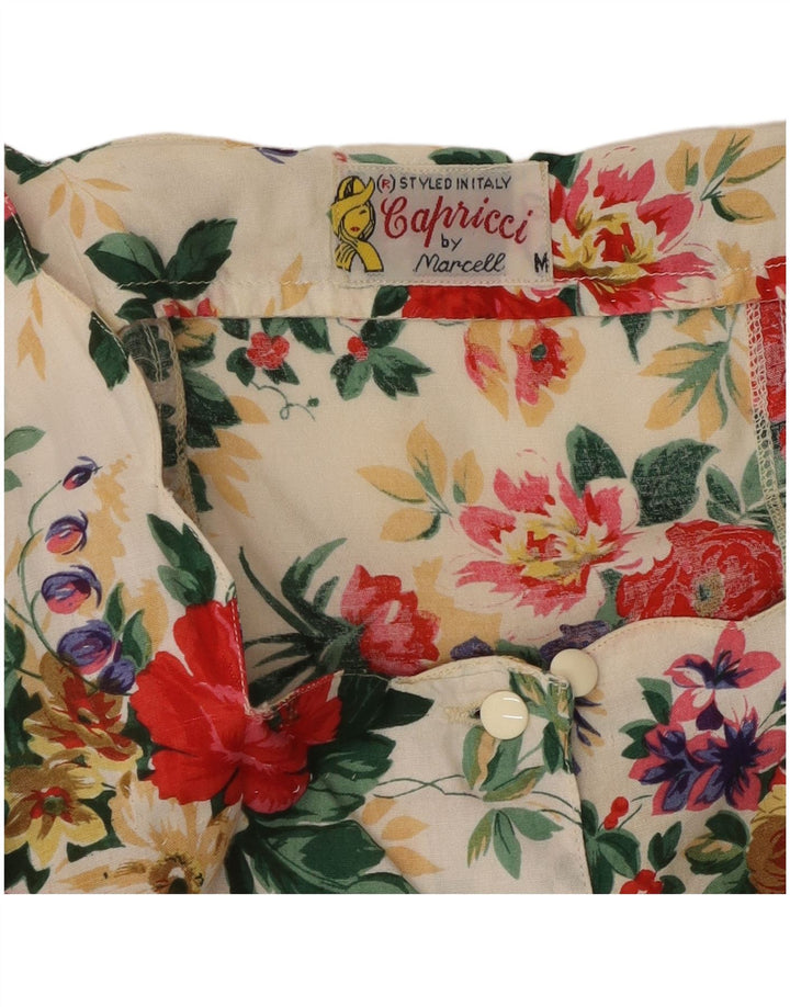 CAPRICCI BY MARCELL Dame Crop Shirt Bluse UK 14 Medium Flerfarvet