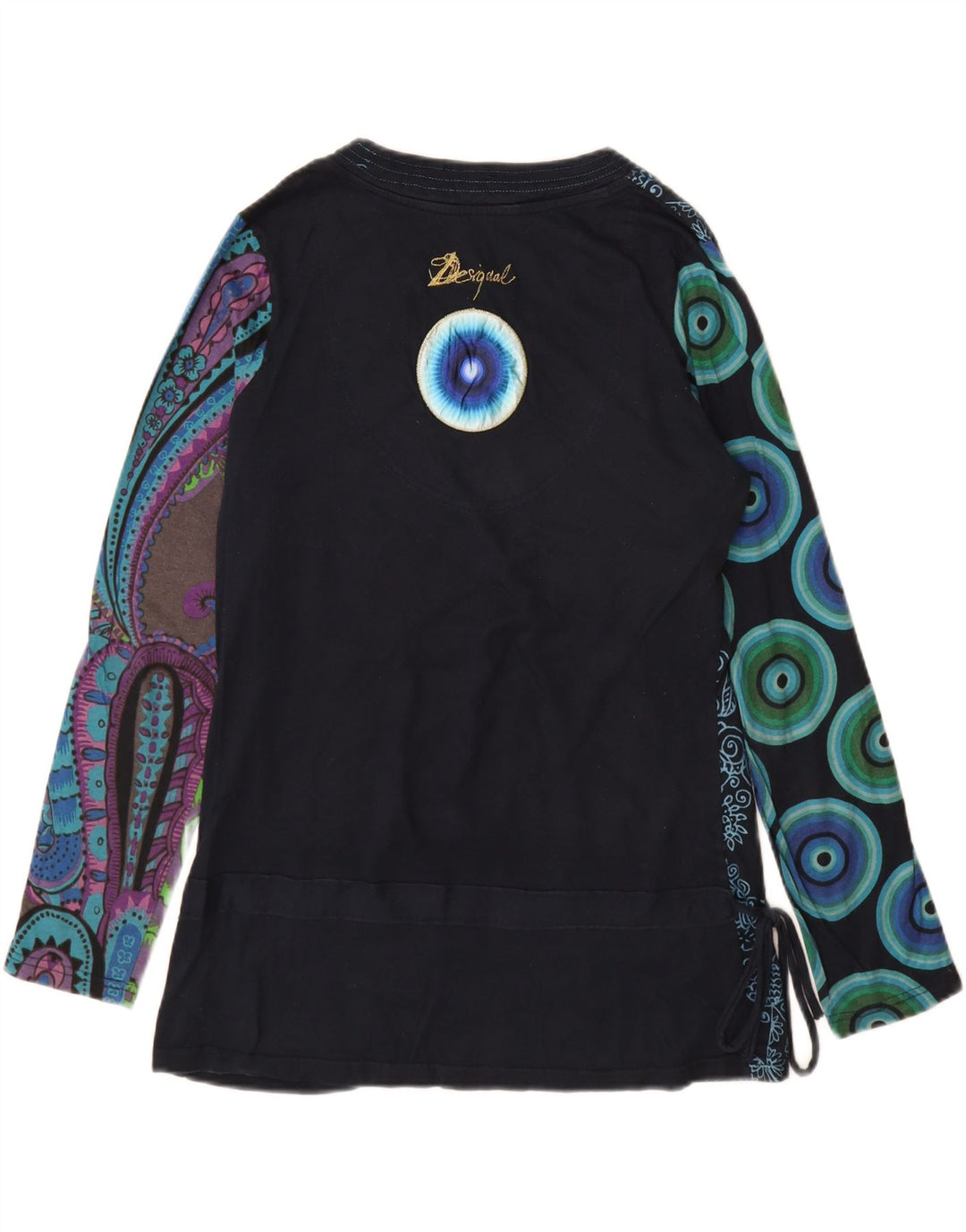 Desigual Dame Grafisk Top Langærmet UK 18 XL Navy Blue Patchwork