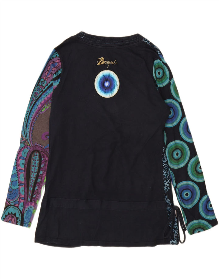 Desigual Dame Grafisk Top Langærmet UK 18 XL Navy Blue Patchwork