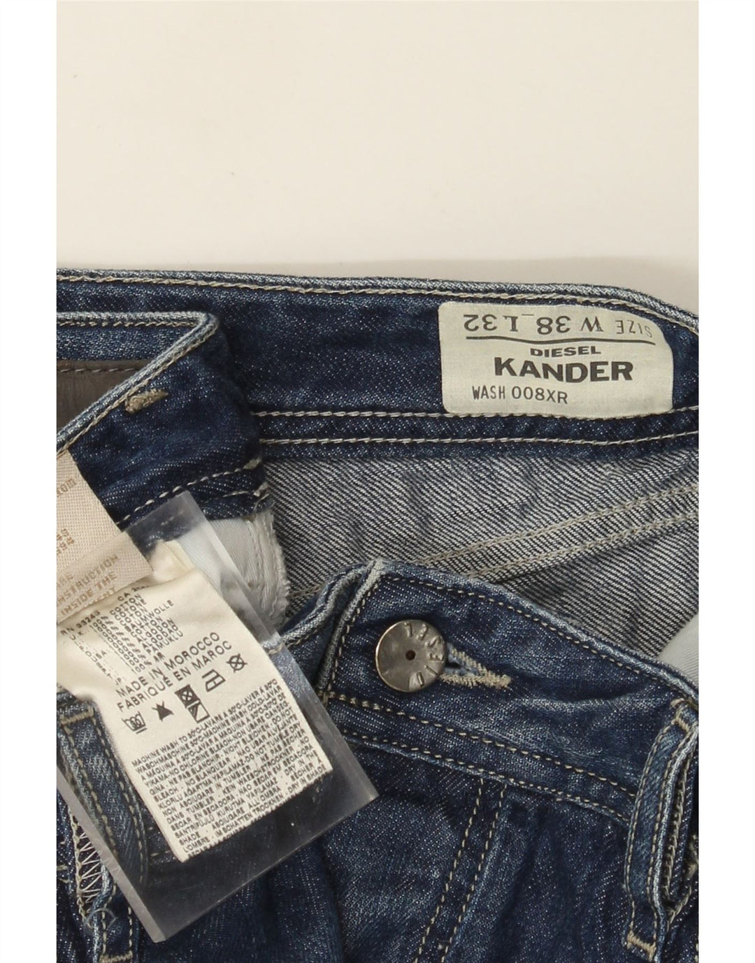 Diesel Herre Kander Straight Jeans W38 L32 Blå Bomuld