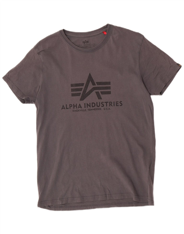 Alpha Industries Herre Regular Graphic T-Shirt Top Lille Grå Bomuld