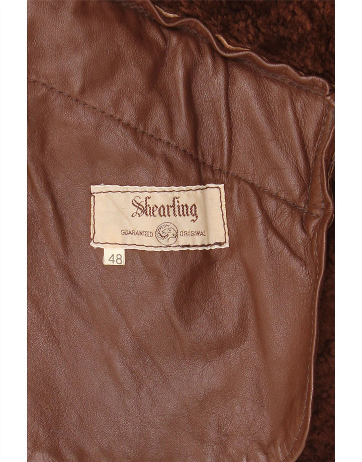 Vintage Herre Loose Fit Shearling Jacket IT 48 Medium Brown Shearling