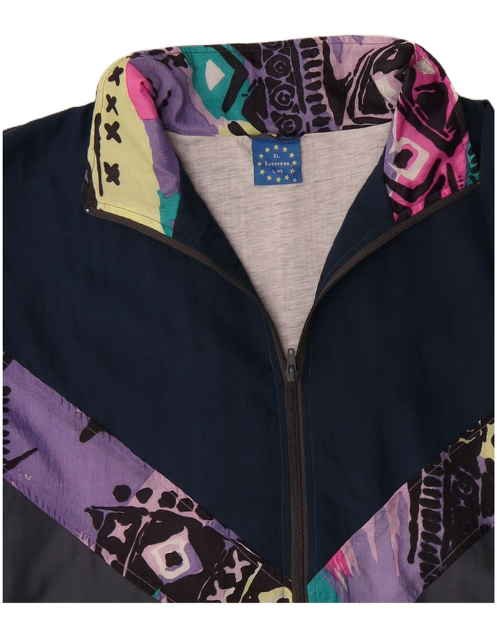 Vintage træningsdragt til mænd Topjakke XL Grå Colourblock Polyester 90'erne