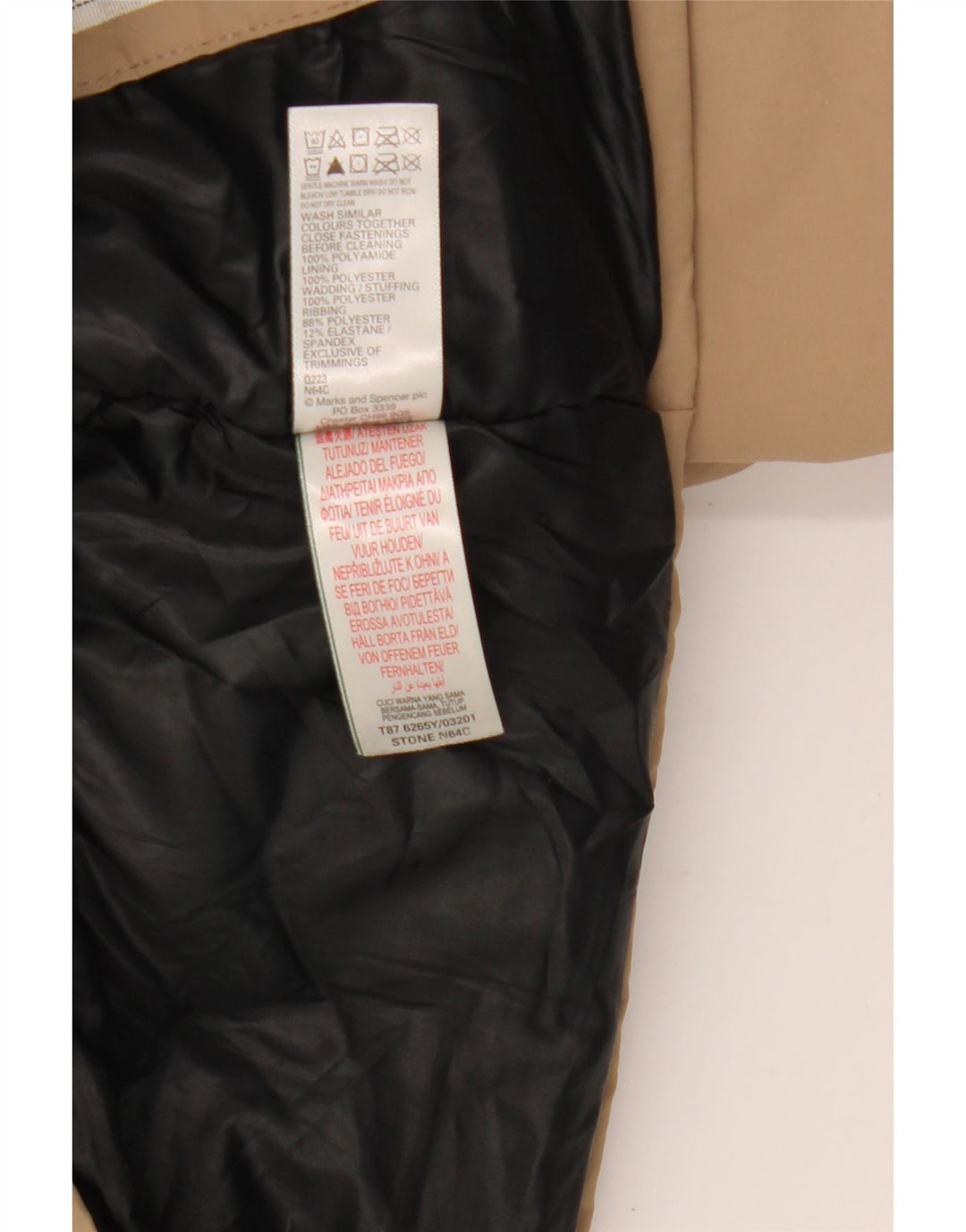 Marks & Spencer Boys Windbreaker-jakke med hætte 13-14 år Beige polyamid