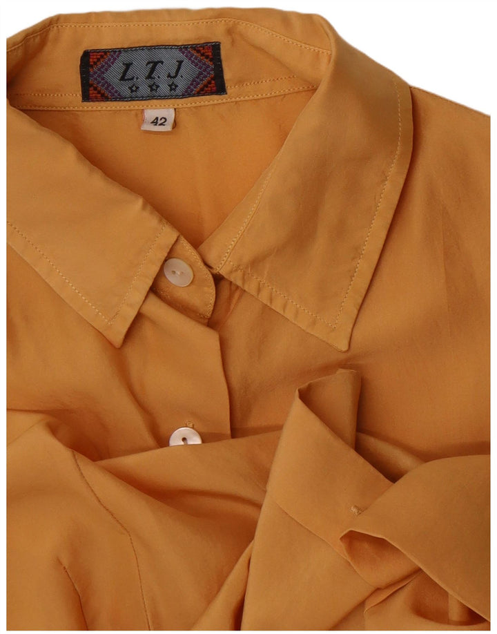 Vintage ærmeløs skjortebluse til kvinder IT 42 Medium Yellow