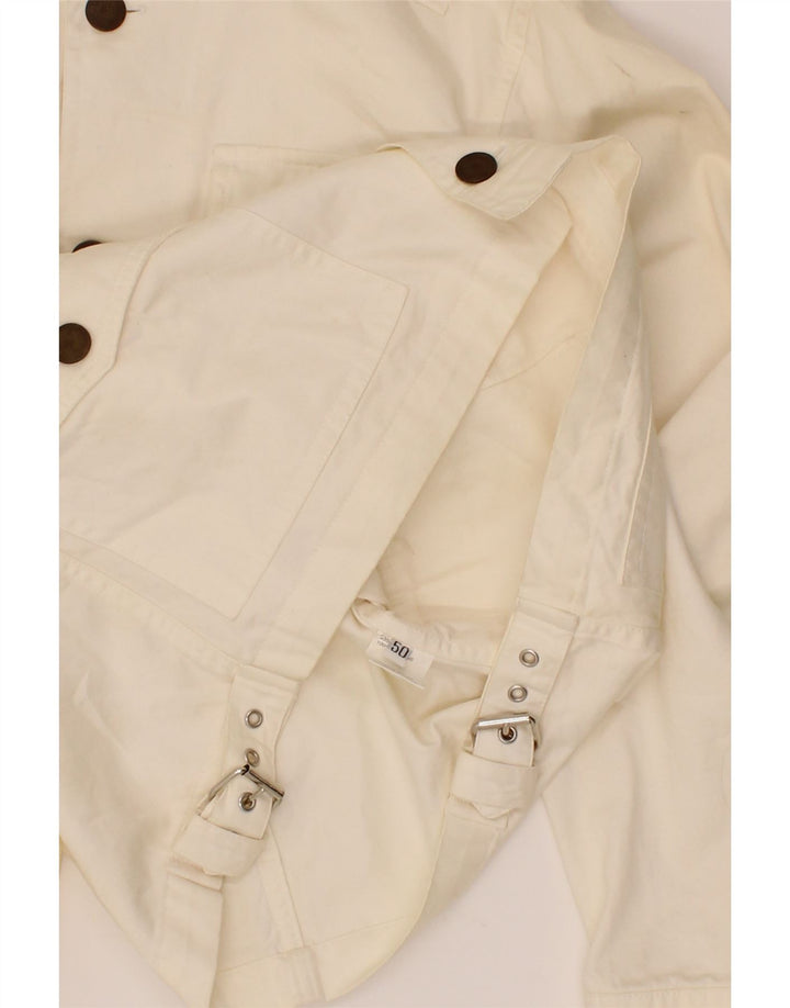 DANIELE ALESSANDRINI Mens Bomber Jacket IT 50 Large Off White Cotton Vintage Daniele Alessandrini and Second-Hand Daniele Alessandrini from Messina Hembry 