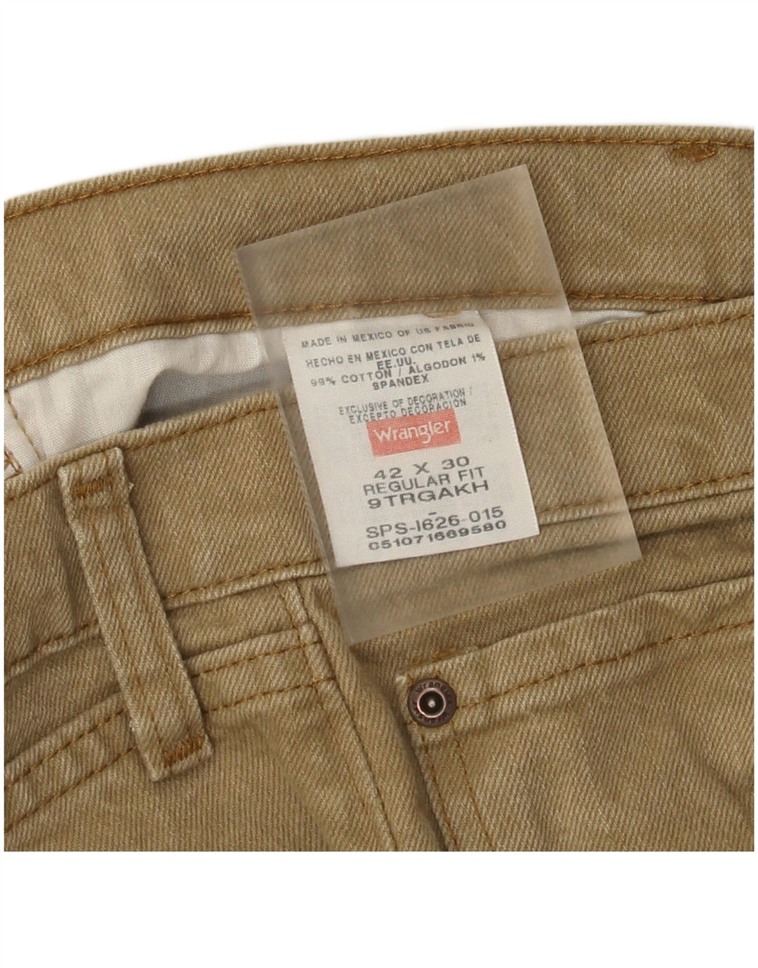 Wrangler Herre Regular Fit Straight Jeans W42 L30 Beige Bomuld