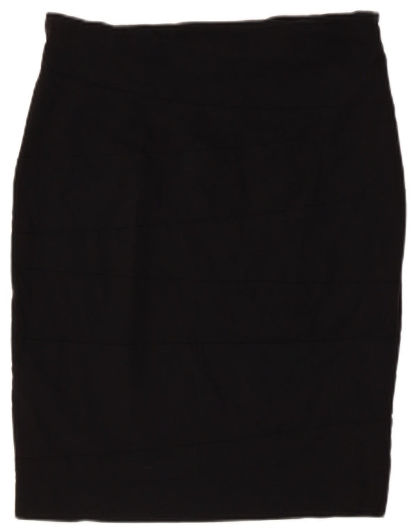 Zara Kvinder Højtalje Pencil Skirt Large W30 Sort Viscose