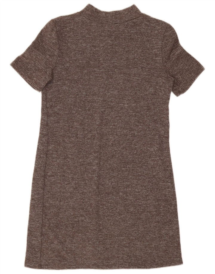Zara Womens Shift Dress UK 10 Small Brown Flecked Polyester
